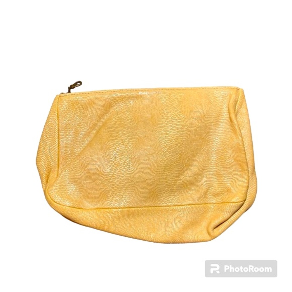 Tracey Tanner Golden Yellow snake print Embossed Leather Clutch